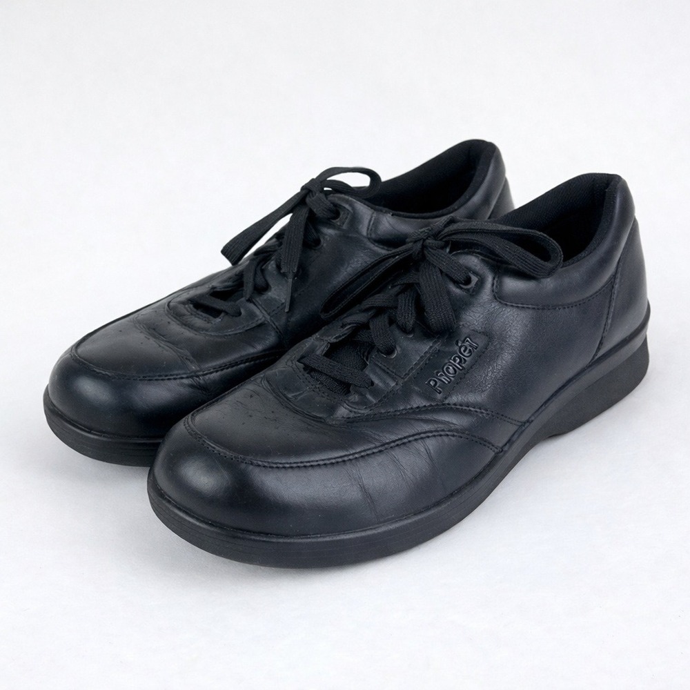 Propet Vista Walker Mens‎ 13 Orthopedic Black Leather Walking Shoes Sneakers